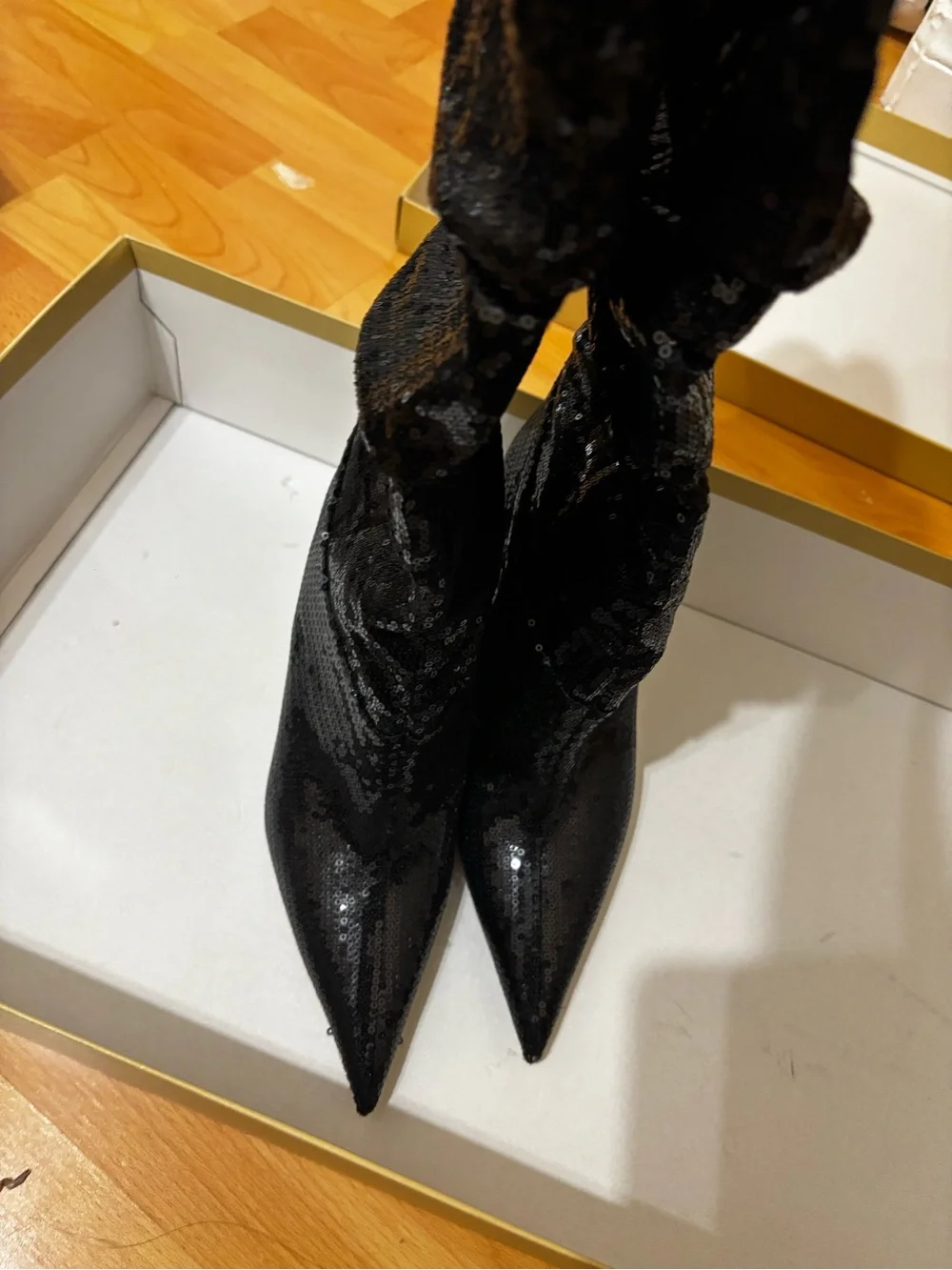 Michael Kors Luna Slouch Black Sequin Over-the-Knee Slouch Boot NEW